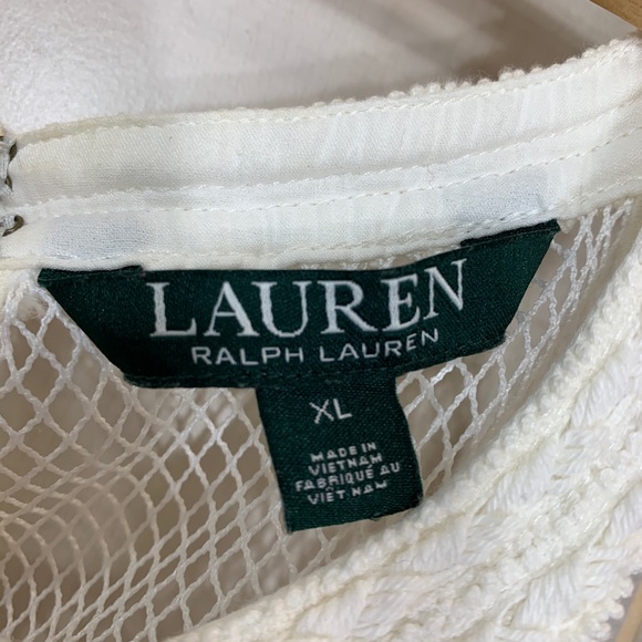 Lauren Ralph Lauren Cream Mesh Yoke Top XL - Picture 5 of 7